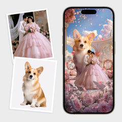 Custom Pet & Owner Fantasy Portrait – Fairy Tale Castle Edition | Giant Guardian Pet Art | Personalized Memory Merge | HD Digital Illustration